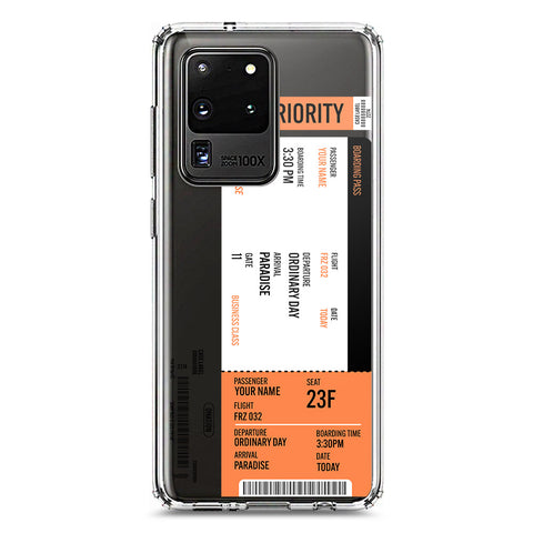 Samsung Galaxy S20 Ultra Cover - Personalised Boarding Pass Ticket Series - Clear Phone Case - Soft Silicon Borders