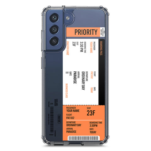 Samsung Galaxy S21 FE 5G Cover - Personalised Boarding Pass Ticket Series - Clear Phone Case - Soft Silicon Borders