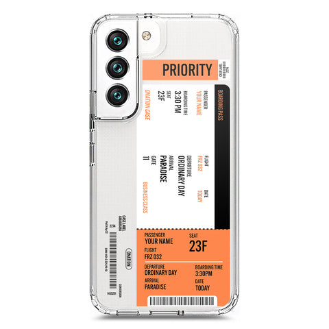 Samsung Galaxy S22 5G Cover - Personalised Boarding Pass Ticket Series - Clear Phone Case - Soft Silicon Borders