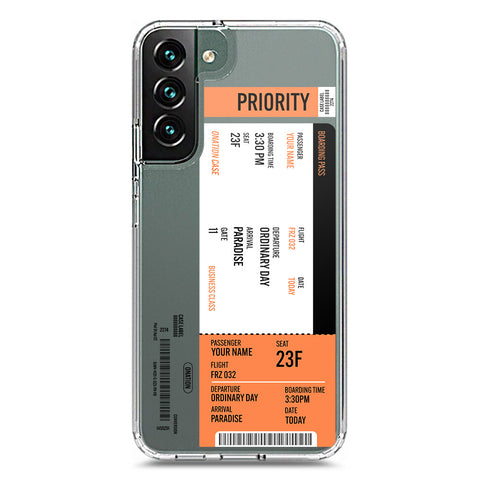 Samsung Galaxy S22 Plus 5G Cover - Personalised Boarding Pass Ticket Series - Clear Phone Case - Soft Silicon Borders