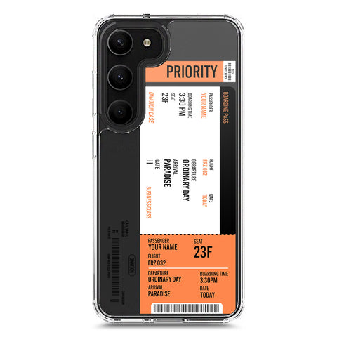 Samsung Galaxy S23 5G Cover - Personalised Boarding Pass Ticket Series - Clear Phone Case - Soft Silicon Borders