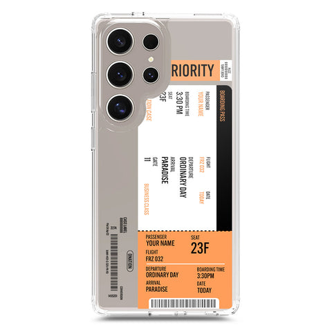 Samsung Galaxy S23 Ultra 5G Cover - Personalised Boarding Pass Ticket Series - Clear Phone Case - Soft Silicon Borders