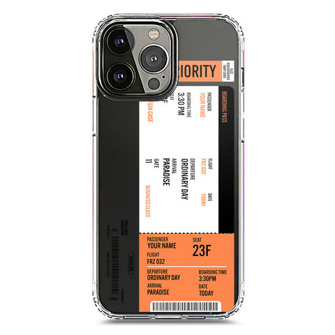 iPhone 13 Pro Max Cover - Personalised Boarding Pass Ticket Series - Clear Phone Case - Soft Silicon Borders