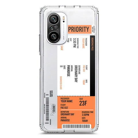 Xiaomi Poco F3 Cover - Personalised Boarding Pass Ticket Series - Clear Phone Case - Soft Silicon Borders