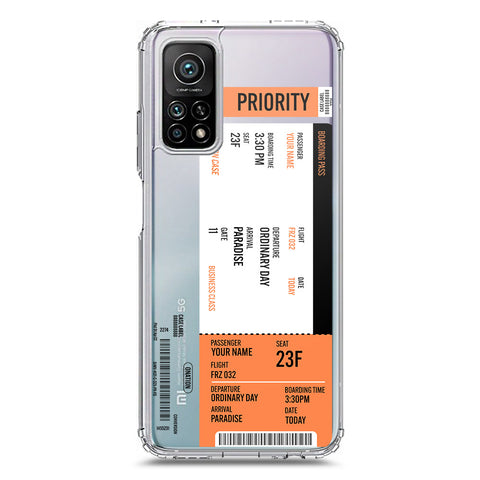 Xiaomi Mi 10T Cover - Personalised Boarding Pass Ticket Series - Clear Phone Case - Soft Silicon Borders