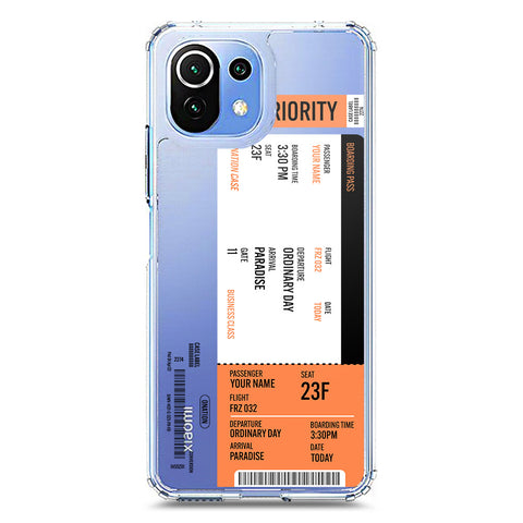 Xiaomi 11 Lite 5G NE Cover - Personalised Boarding Pass Ticket Series - Clear Phone Case - Soft Silicon Borders