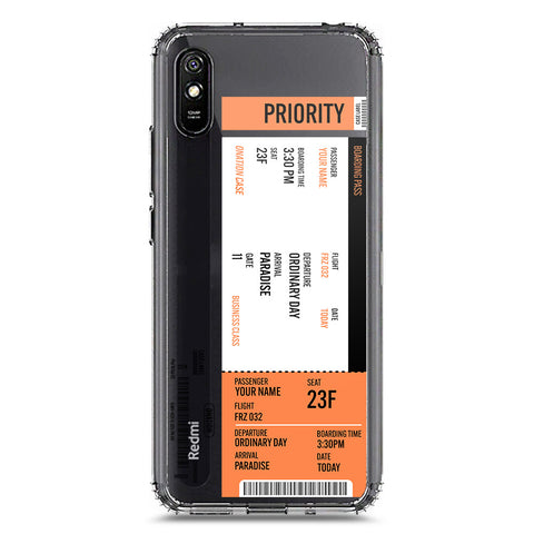 Xiaomi Redmi 9i Cover - Personalised Boarding Pass Ticket Series - Clear Phone Case - Soft Silicon Borders