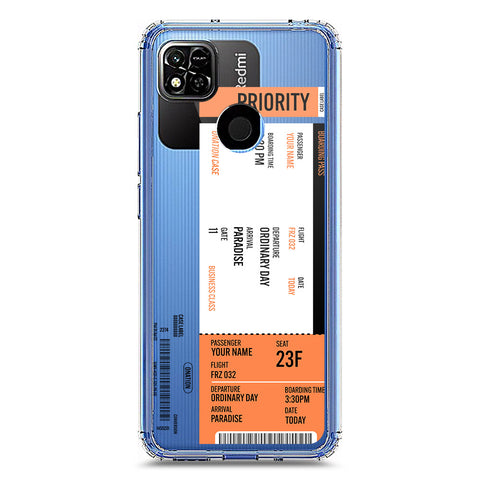 Xiaomi Redmi 9C Cover - Personalised Boarding Pass Ticket Series - Clear Phone Case - Soft Silicon Borders