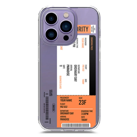 iPhone 14 Pro Max Cover - Personalised Boarding Pass Ticket Series - Clear Phone Case - Soft Silicon Borders