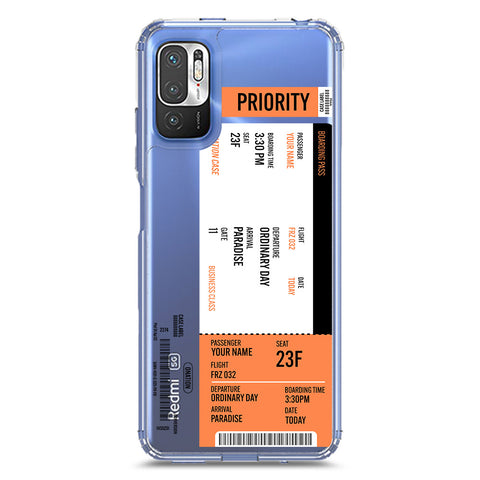 Xiaomi Redmi Note 10T 5G Cover - Personalised Boarding Pass Ticket Series - Clear Phone Case - Soft Silicon Borders