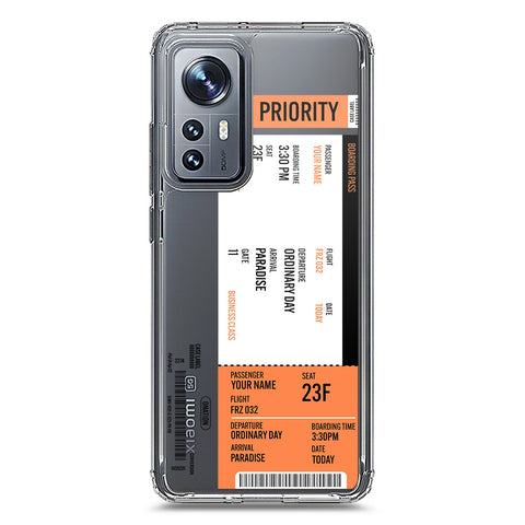 Xiaomi 12 Cover - Personalised Boarding Pass Ticket Series - Clear Phone Case - Soft Silicon Borders