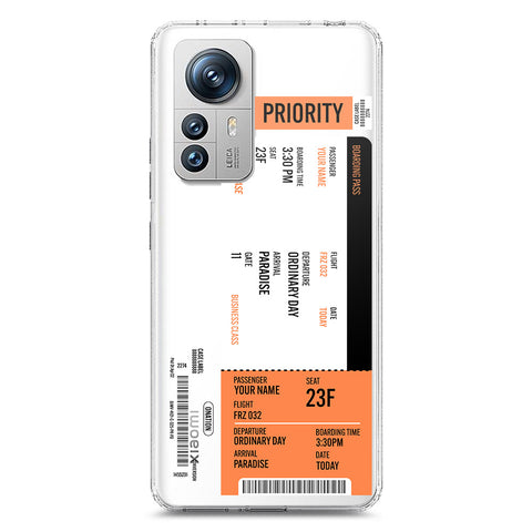 Xiaomi 12 Pro Cover - Personalised Boarding Pass Ticket Series - Clear Phone Case - Soft Silicon Borders