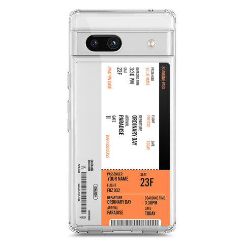 Google Pixel 7a Cover - Personalised Boarding Pass Ticket Series - Clear Phone Case - Soft Silicon Borders