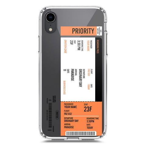 iPhone XR Cover - Personalised Boarding Pass Ticket Series - Clear Phone Case - Soft Silicon Borders