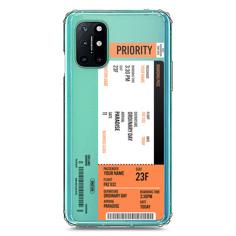 OnePlus 8T Cover - Personalised Boarding Pass Ticket Series - Clear Phone Case - Soft Silicon Borders