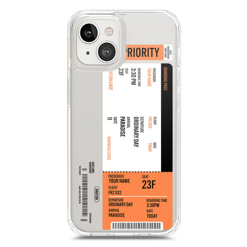 iPhone 13 Mini Cover - Personalised Boarding Pass Ticket Series - Clear Phone Case - Soft Silicon Borders