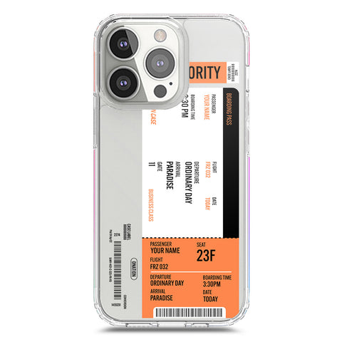 iPhone 13 Pro Cover - Personalised Boarding Pass Ticket Series - Clear Phone Case - Soft Silicon Borders