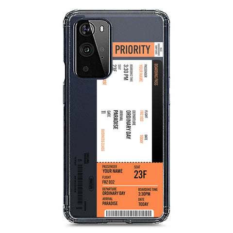 OnePlus 9 Pro Cover - Personalised Boarding Pass Ticket Series - Clear Phone Case - Soft Silicon Borders