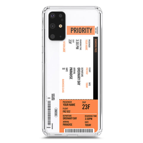 Samsung Galaxy S20 Plus Cover - Personalised Boarding Pass Ticket Series - Clear Phone Case - Soft Silicon Borders