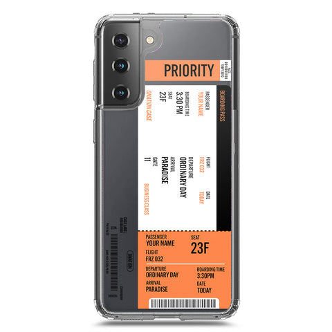 Samsung Galaxy S21 5G Cover - Personalised Boarding Pass Ticket Series - Clear Phone Case - Soft Silicon Borders