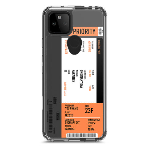 Google Pixel 5a 5G Cover - Personalised Boarding Pass Ticket Series - Clear Phone Case - Soft Silicon Borders