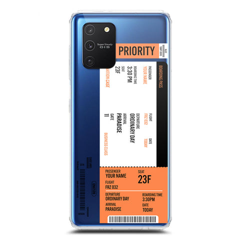 Samsung Galaxy S10 Lite Cover - Personalised Boarding Pass Ticket Series - Clear Phone Case - Soft Silicon Borders