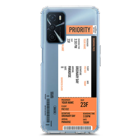 Oppo A55 5G Cover - Personalised Boarding Pass Ticket Series - Clear Phone Case - Soft Silicon Borders