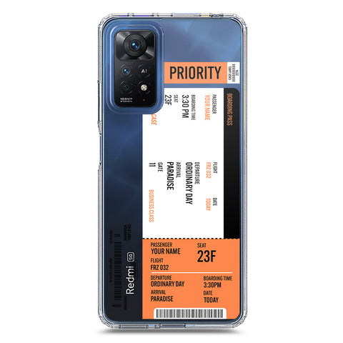 Xiaomi Redmi Note 11E Pro Cover - Personalised Boarding Pass Ticket Series - Clear Phone Case - Soft Silicon Borders