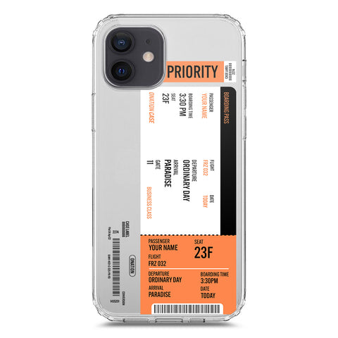 iPhone 12 Cover - Personalised Boarding Pass Ticket Series - Clear Phone Case - Soft Silicon Borders