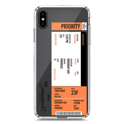 iPhone XS / X Cover - Personalised Boarding Pass Ticket Series - Clear Phone Case - Soft Silicon Borders