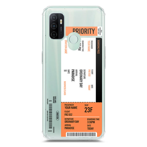 Oppo A53s Cover - Personalised Boarding Pass Ticket Series - Clear Phone Case - Soft Silicon Borders