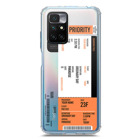 Xiaomi Redmi 10 Cover - Personalised Boarding Pass Ticket Series - Clear Phone Case - Soft Silicon Borders