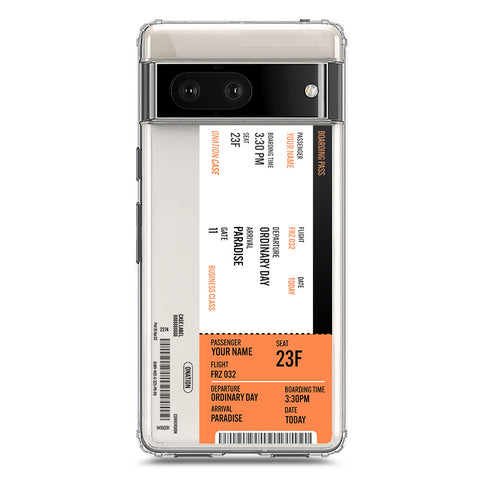 Google Pixel 7 Cover - Personalised Boarding Pass Ticket Series - Clear Phone Case - Soft Silicon Borders