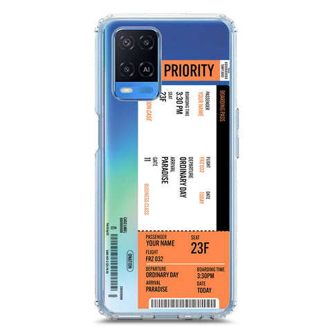 Oppo A54 4G Cover - Personalised Boarding Pass Ticket Series - Clear Phone Case - Soft Silicon Borders