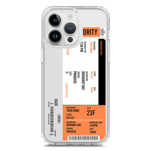 iPhone 15 Pro Max Cover - Personalised Boarding Pass Ticket Series - Clear Phone Case - Soft Silicon Borders