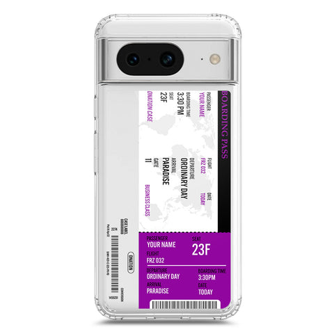 Google Pixel 8 Cover - Personalised Boarding Pass Ticket Series - Clear Phone Case - Soft Silicon Borders