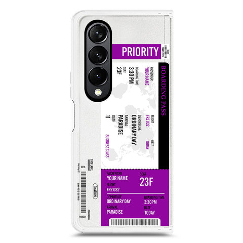 Samsung Galaxy Z Fold 4 5G Cover - Personalised Boarding Pass Ticket Series - Clear Phone Case - Soft Silicon Borders