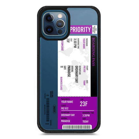 iPhone 12 Pro Max - Black - Cover - Personalised Boarding Pass Ticket Series - Clear Phone Case - Soft Silicon Borders