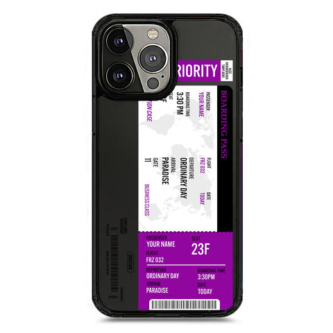 iPhone 13 Pro Max - Black - Cover - Personalised Boarding Pass Ticket Series - Clear Phone Case - Soft Silicon Borders