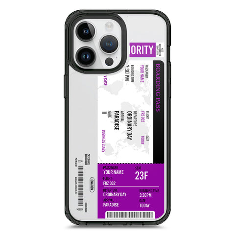 iPhone 15 Pro Max - Black - Cover - Personalised Boarding Pass Ticket Series - Clear Phone Case - Soft Silicon Borders