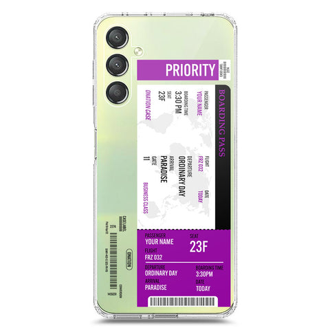 Samsung Galaxy A24 4G Cover - Personalised Boarding Pass Ticket Series - Clear Phone Case - Soft Silicon Borders