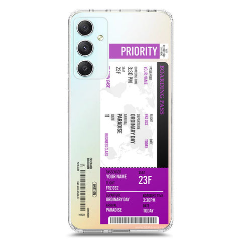 Samsung Galaxy A34 5G Cover - Personalised Boarding Pass Ticket Series - Clear Phone Case - Soft Silicon Borders
