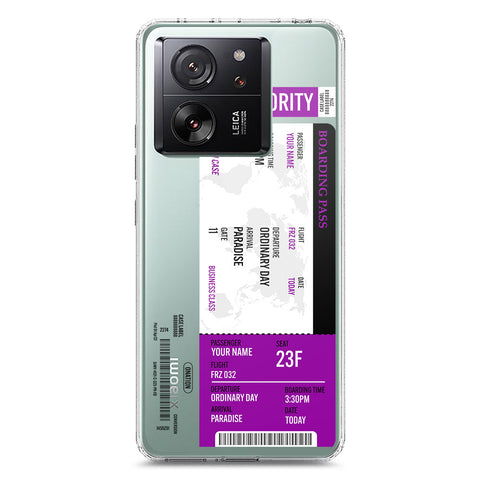 Xiaomi 13T Cover - Personalised Boarding Pass Ticket Series - Clear Phone Case - Soft Silicon Borders
