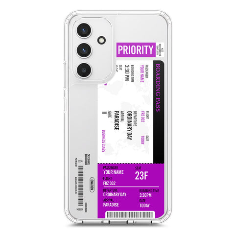 Samsung Galaxy A54 5G Cover - Personalised Boarding Pass Ticket Series - Clear Phone Case - Soft Silicon Borders
