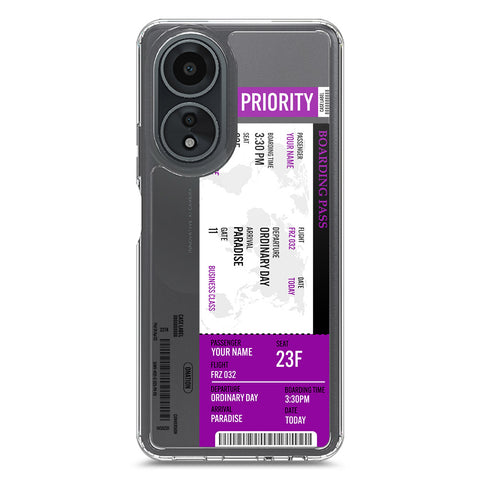 Oppo A58 4G Cover - Personalised Boarding Pass Ticket Series - Clear Phone Case - Soft Silicon Borders