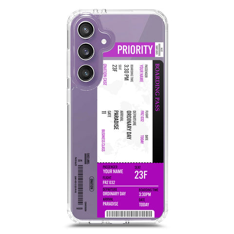 Samsung Galaxy S25 Cover - Personalised Boarding Pass Ticket Series - Clear Phone Case - Soft Silicon Borders