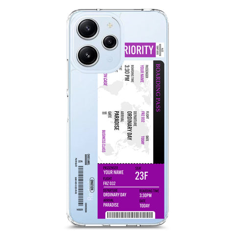 Xiaomi Redmi 12 Cover - Personalised Boarding Pass Ticket Series - Clear Phone Case - Soft Silicon Borders