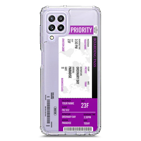 Samsung Galaxy M32 Cover - Personalised Boarding Pass Ticket Series - Clear Phone Case - Soft Silicon Borders