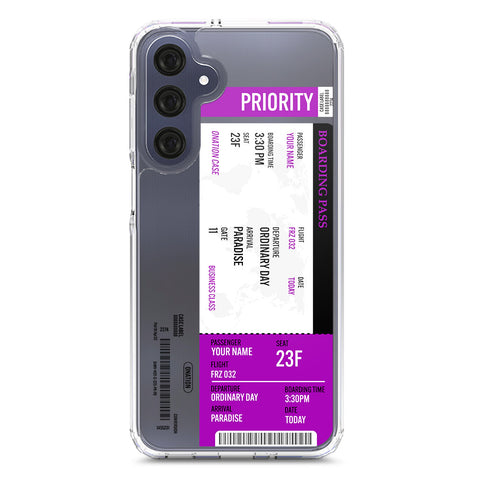 Samsung Galaxy A16 Cover - Personalised Boarding Pass Ticket Series - Clear Phone Case - Soft Silicon Borders