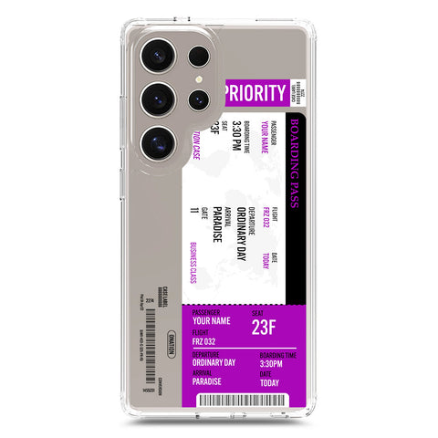 Samsung Galaxy S25 Ultra Cover - Personalised Boarding Pass Ticket Series - Clear Phone Case - Soft Silicon Borders